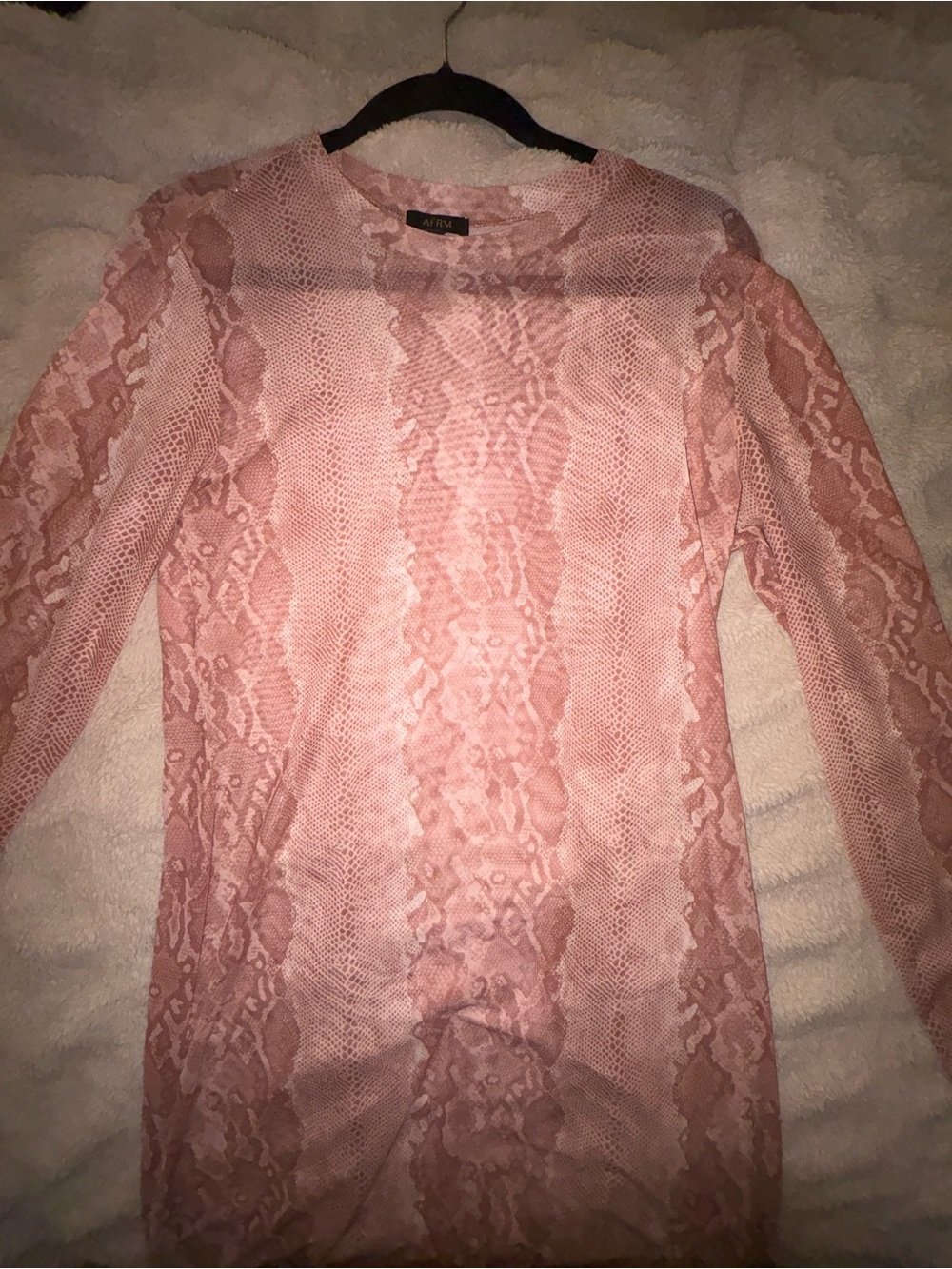 Sheer Pink Snake-Print Long Sleeve maxi dress fitted includes nude slip